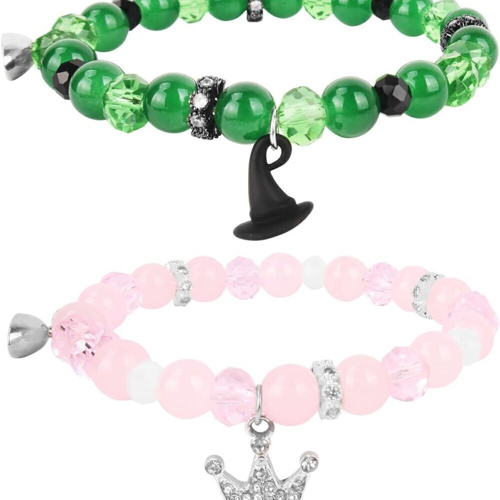 Matching Friendship Bracelets Natural Healing Stones 8mm Pink Green Gift Pair